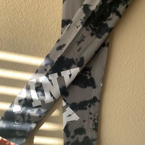 Victoria Secret Pink Black & Grey Tie dye Leggings